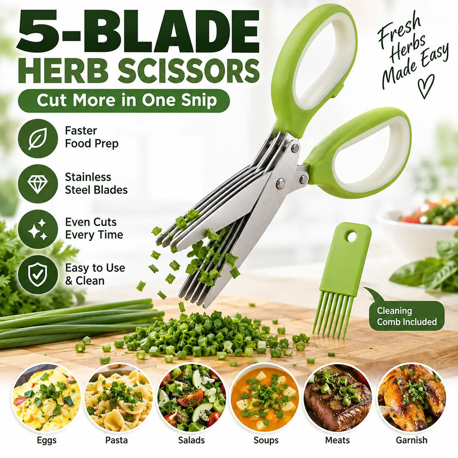 5-Blade Herb Scissors – Cut Fresh Herbs in Seconds