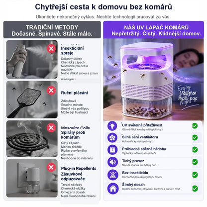 🦟 UV lapač komárů a létajícího hmyzu s průhlednou sběrnou nádobou