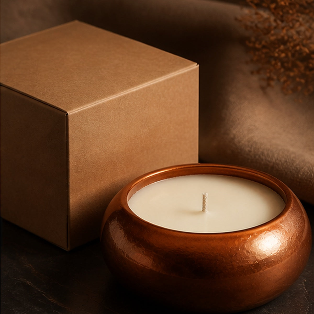 Aveirio Copper Dusk Observatory Candle gift packaging view