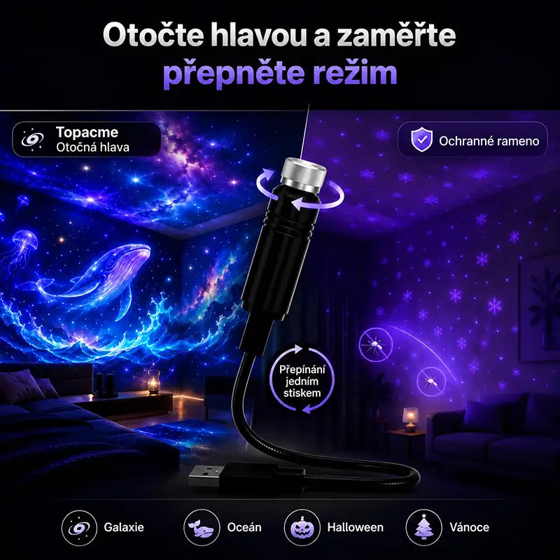Topacme® 5D chytrý hvězdný projektor 🌌 – 30+ dynamických scén a ovládání přes aplikaci 💖