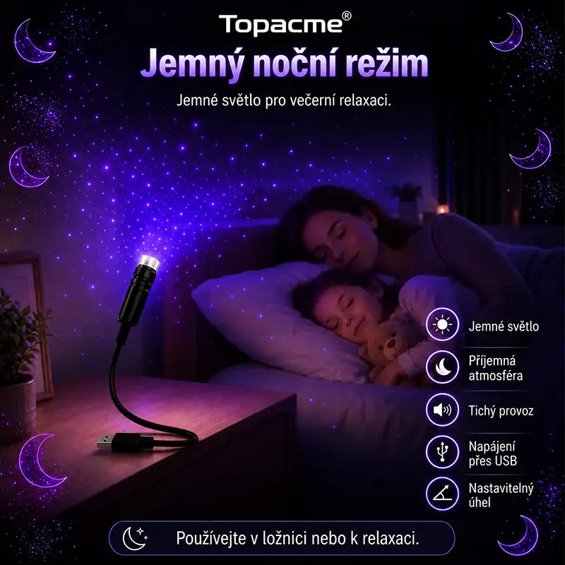 Topacme® 5D chytrý hvězdný projektor 🌌 – 30+ dynamických scén a ovládání přes aplikaci 💖