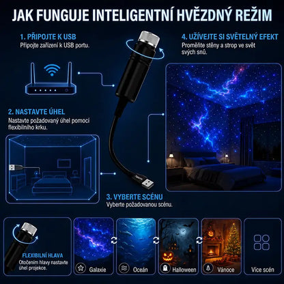 Topacme® 5D chytrý hvězdný projektor 🌌 – 30+ dynamických scén a ovládání přes aplikaci 💖
